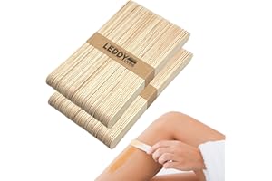LEDDY LIVING 100 SZTUK szpatułki do woskowania z naturalnego drewna gładkiego, jednorazowego użytku i wyrzucania, toalety, napinacz jednorazowego użytku i nadaje się do wosku do depilacji ciała, twarzy, nogi,