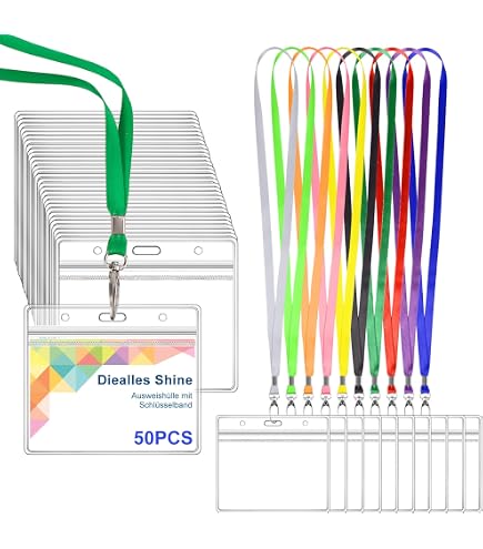 100 Porte-Badges Transparents Avec Cordons - Horizontal, PVC - Pour Carte ID, Bureau, Événements