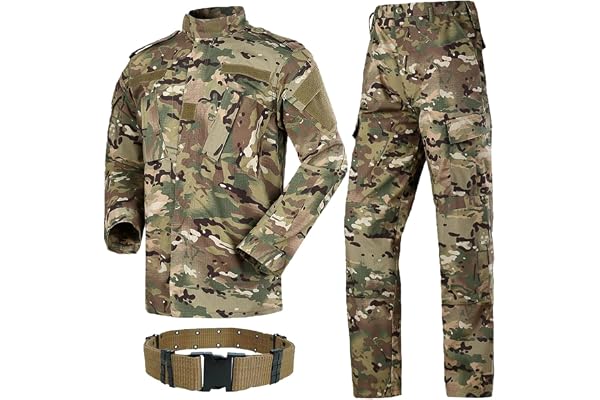 HANSTRONG GEAR Costume tactique militaire pour homme avec chemise et pantalon avec ceinture