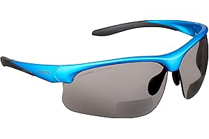 voltX 'CONSTRUCTOR ULTIMATE' Occhiali di sicurezza da lettura bifocali (Montatura Blu, Lenti fumo +1.0 Diottrie) Certificazione CE EN166FT - Bifocali PREMIUM Cycling Sports