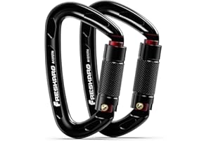 ‎FRESKARO FresKaro 25kN Karabiner Klettern, CE Zertifiziert, Twistlock, Groß 10cm, Schnellverschluss und Schwerlast, Es Könnte max 2550kg Halten, Anzug zum Bergsteigen, Abseilen, Hundeleinen, Schwarz und Grau