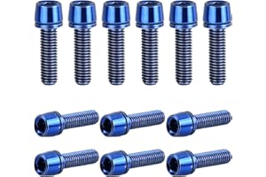 FANGEHONG 12 Piezas Tornillos de Vástago de Bicicleta, M5x18mm Pernos de Vástago de Bicicleta con Arandelas, Bicicleta Disco Freno Pinza Tornillos, Tornillos para Potencia de Bicicleta de Montaña (Azul)