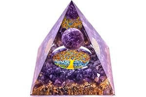 VNSTKWW Améthyste Pierre de Lune Cristal Orgone Pyramide Ogan Cristal Tour d'énergie Nature Reiki Chakra Débutants Pierres Chakra Bijoux Pierre concassée Arbre Vie Cristal Orgonite Pyramide Guérison