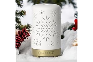 ‎EARNEST LIVING Earnest Living Ätherisches Öl Diffusor Weiß Keramikdiffusor 100 ml Timer Nachtlichter und Auto-Aus-Funktion Heim Büro Luftbefeuchter Aromatherapie Diffusor für Ätherische Öle Weihnachten