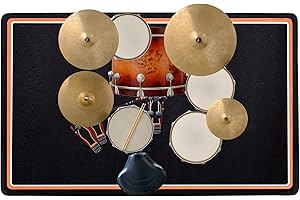 IBVIVIC IBVIC Alfombra para batería antideslizante, alfombra de tambor insonorizada, alfombra profesional de jazz, para gran caja clara y otros instrumentos musicales, 140 × 180 cm (negro-borde naranja)