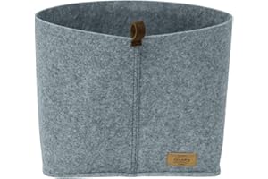 WENKO Cesto in feltro Feli M, scatola per più ordine e sistema in cassetti e scaffali, in design scandinavo, per cucina, corridoio o bagno, realizzato in 100% poliestere, 24 x 16 x 16 cm, grigio
