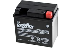 Vertex VP5-3 Sealed AGM Motorcycle/Powersport Battery, 12V, 4Ah, CCA (-18) 70, Compatiable with: CTX5L-BS, Perfect battery for Motorcycle, ATV's, Personal Watercraft and Snowmobiles