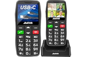 TOKVIA Teléfono Móvil para Mayores, Botones y Teclas Grandes, Base Cargadora, Botón SOS, Fácil de Usar, Configuración Remota,