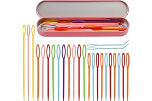 MASPHY Kit 26 Pezzi Aghi da Cucito in Plastica, Materiale di Alta Qualità, Aghi a Cruna Grande e Curvi, Ideali per Cucito e Lavori a Maglia, Regalo Perfetto