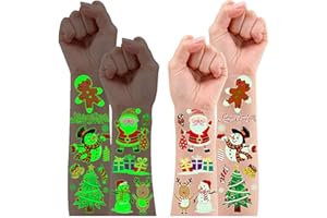 Leesgel Riempitivi per Calendario Avvento Bambini, 110 Stili Luminoso Tatuaggi Natale per Bambini, Accessorio per Calendario Avvento Fai da Te, Gadget Natalizi, Regali di Natale e Fine Festa