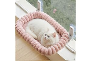 EDAGNY Elegant Hamac pour Chat Pliable - Hamac Chat Fenetre avec réversible et Lavable lit pour, lit de fenêtre Supporte jusqu'à 18kg (Rose, M)