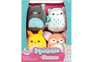 Squishville by Original Squishmallows Up All Night Squad Plush - Four 2-inch Squishmallows Plush Including Miry, Aldous, Petrina, and Pace - Toys for Kids