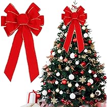 Baboinier Nœuds Rouges En Velours Pour Décoration De Sapin De Noël