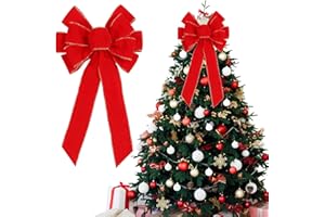 LUYANFX Lazo de Terciopelo Navideño, Lazos Rojos de Navidad Grandes, Arco del árbol de Navidad Arco de Corona de Navidad para Árbol de Navidad Chimenea Hogar Puerta Principal Decoracion (B)