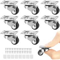 Lot De 8 Petites Roulettes Pivotantes 360° En Caoutchouc - Idéales Pour Meubles Et Bricolage