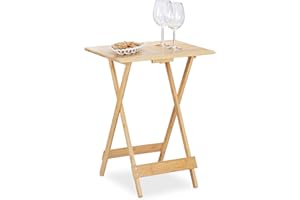 ‎RELAXDAYS Relaxdays, Naturalny stół składany, do salonu, na balkon i taras, wys. x szer. x gł.: 63,5 x 48 x 38 cm, składany, 100%, składany stolik pomocniczy wzmocniony bambusem