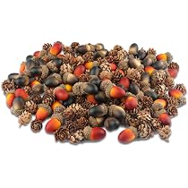 Lot De 100 Glands Artificiels + 20 Pommes De Pin Naturelles - Décoration Maison, Noël, Mariage - Taille Variable