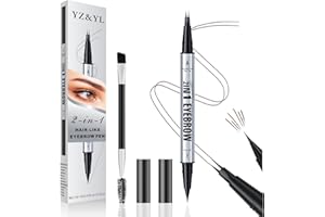 Crayon Sourcil YZ&YL, Double Embout Avec Micro-pointe à 2 Broches et Pointe Pinceau Précise, Stylo Sourcil Effet Poil, Imperméable, Résistant à la Transpiration et aux Taches (Marron)