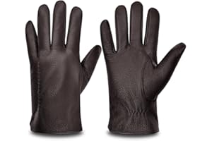 Harssidanzar Męskie rękawiczki ze skóry jelenia na zimną pogodę, ciepłe rękawiczki zimowe, HM003EU