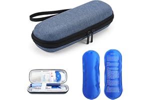 JKYVAA Insulin Pen Case Portable Insulin Cooler Travel Case with 2 Ice Pack Hard Epipen Carry Case Small Diabetic Cool Bag Pouch Insulated Medical Bag Blue for Epi Pen Needles Insulin Syringes