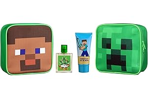 AIR-VAL INTERNATIONAL Minecraft Kulturtasche Geschenkset – Kinder Eau de Toilette 50ml & Duschgel 100ml | Pixelstarker Pflege-Spaß im coolen Minecraft-Design