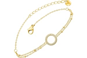 ittu Bracelet Pour Femme en Acier Inoxydable Plaqué Or ou Argent, Serti de Strass, Hypoallergénique, Ne Noircit Pas, Idée Cadeaux Noël Femme Anniversaire Fête des Mères Cadeau Maman
