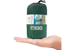MIQIO 2en1 Saco de Dormir Ultraligero y Sábana de Viaje Ligera, Ultra pequeña Saco sábana Compacto de Microfibra con Compartimiento de Almohada, XL, Ideal para mochileros, hostales y cabañas