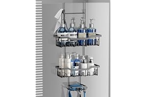 JOLY FANG Etagere Douche a Suspendre, Panier Douche à Suspendre sans Percage, Rangement Douche Suspendu pour le gel Douche et le Shampooing (Schwarz)