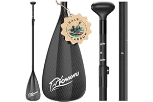 FOWAWU Halbcarbon- / Carbon-SUP-Paddel – 3-teiliges verstellbares Paddel für Stand-up-Paddleboards – Leichtes & schwimmendes Ruder für SUP-Bretter