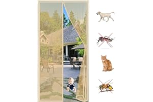 CGUOZI Magnetyczna moskitiera drzwiowa Heavy Duty Mesh Curtain Magnetyczna siatka drzwiowa Owady na zewnątrz Komar Pasuje do wielkości drzwi do drzwi tarasowych 85 x 270 cm Beżowy