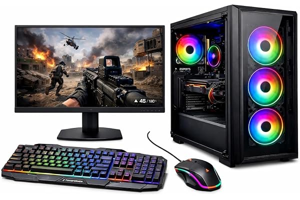 KRYNORCXY Desktop Computer PC Set | Core i5 Processor | 16GB RAM | 512GB SSD | HD Graphics 2000 | RGB 4 Fan Cabinet | 19 Inch