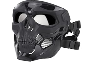 JOYASUS Máscara táctica de cráneo, máscara protectora transpirable de cara completa para Cs Paintball Wargame de Halloween, cosplay, fiesta de disfraces