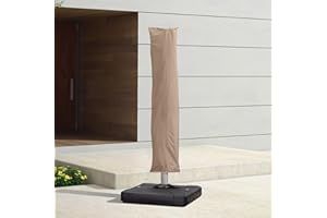 PURPLE LEAF Housse Parasol Déporté Housse de Protection pour Parasol de de Jardin 3 x 3 m, Résistant au Vent, Anti-UV, Couverture pour Parasol Extérieur avec Tige et Zippé, 255 x 62 cm, Beige