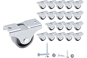 DIFORMA (20 Stück) 25 mm Kleine Kunststoffräder Feste Einwegrollen Rollen Mit Montageplatten Dauerhaft Nicht Schwenkbar Möbelräder Schrauben Enthalten (20)
