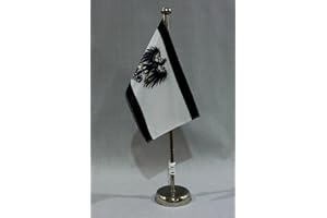 Buddel-Bini Preussen mit Adler 15x25 cm Tischflagge (CH) mit 42 cm Chrom Tischflaggenständer, edle Ausführung