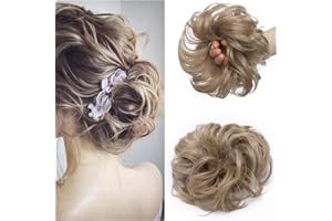 SILK-CO Kok na gumce, treska w korzystnej cenie, falowane, miękkie włosy, które wyglądają jak naturalne, gumka z warkoczami, popielaty blond