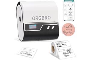 ORGBRO Etiquetadora Z3, Impresora Térmica para Etiquetas, Impresora Etiquetas Autoadhesivas para Joyería, Supermercado, Pequeñas Empresas con 1 Rollo Blanco de Etiquetas de 50x30 mm, Plata