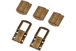 bowarepro 5Pcs Toggle Catch Lock 1.18"x 0.95" Antique Brass Retro Style Iron Hasp Wood Chest Lock Latch Clasp with Screws for Jewellery Box Suitcase Chest Decoration