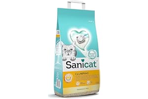 SANICAT Litière agglomérante sans parfum, Composée de minéraux naturels avec contrôle des odeurs garanti, Retient l’humidité et facilite le nettoyage, Format : 10 L