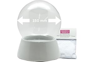 ‎SNOWGLOBE FOR YOU - DO IT YOURSELF Schneekugel Bastelset mit 1 x Schnee | 150mm-Do-it-Yourself Schneekugel mit Glaskugel und Porzellansockel weiß | für Spieluhr | DIY Schneekugel | B: 150mm H: 180mm | 40036