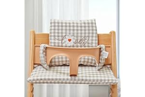 LEKEFETO Cuscino per seggiolone Stokke Tripp Trapp: set di cuscini antiscivolo per seggiolone, rivestimento laminato, cotone biologico, lavabile in lavatrice, facile da fissare, margherite