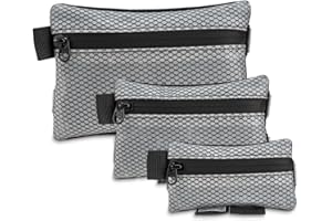 TACTICAL_GEEK Storage A5 Mesh Pouch Set Poches supplémentaires Transparentes, Poche à Fermeture éclair, Poche Documents, PVC, Pouch Organisateur Articles EDC, Pochette Molle 3 pièces, Noir