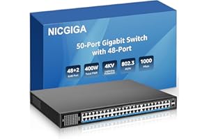 48 Port Gigabit PoE Switch Unmanaged with 48 Port IEEE802.3af/at PoE+@400W, 2 x 1G SFP, NICGIGA 50 Port Network Power Over Ethernet Switch, Desktop/Rackmount…