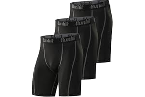 Runhit Lot de 3 Short Compression Homme Boxer Sport Fitness Short Running Homme pour Cycliste Basketball Foot Tennis Rugby