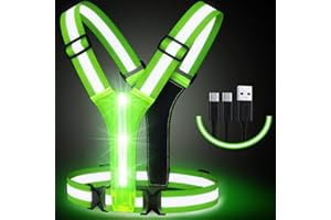 Simket LED Wiederaufladbare USB Lauflicht, Elastische Verstellbare Leuchtweste für Joggen Wandern oder Radfahren in der Nach