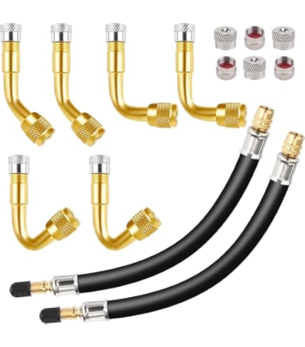 Set 6 Prolunghe Valvola Pneumatici In Ottone - Angoli 45°, 90°, 135° Per Auto, Moto, Bici - Foto 6