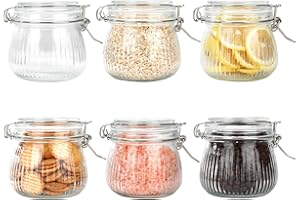 Ezvsevuo Set di 6 Barattoli Vetro con Coperchio 500ml Barattoli Cucina, Barattolo Vetro con Clip Chiusura Ermetica per Confetture Conserve, Vasetti per Marmellata per Cereali, Chicchi di Caffè, Spezie
