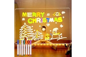 PTOSYAPE Led Note Board With 7 Colors Pen, Led Note Board With Colors, Led Drawing Board For Children, Led Light Up Acrylic Message Board Doodle Desktop Memo Wordpad Present For School Cafe Home Office (30*20)