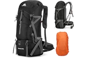 JOVELL Durable 70L Waterproof Hiking Camping Backpack with Rain Cover, Lightweight Outdoor Sport Travel Daypack for Climbing Touring Ultralight High-Capacity