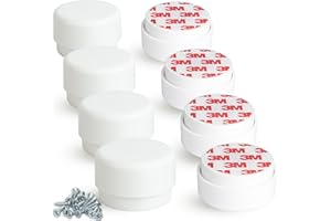 F!XBL Nóżki meblowe, regulowane, samoprzylepne nóżki do mebli, Ø 55 mm, podwyższenie mebli 23-35 mm wysokości, zestaw 8 sztuk, nogi meblowe, okrągłe, białe